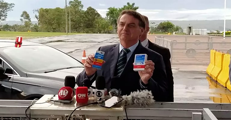 bolsonaro, video, tomando, hidroxicloroquina
