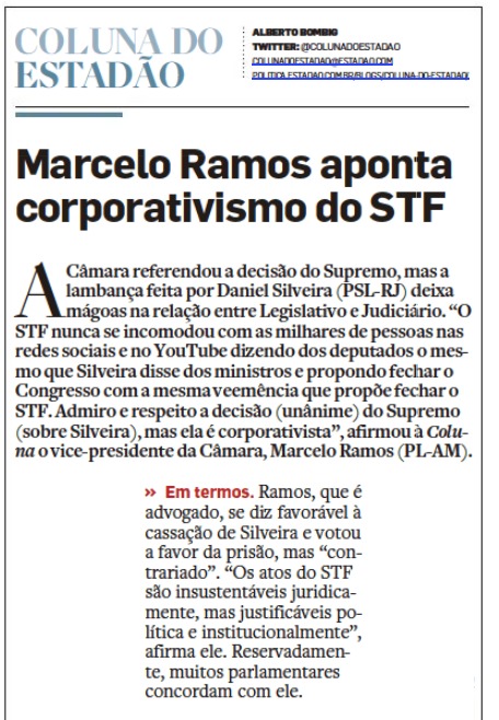 Coluna do Estadão em 20/02/2021