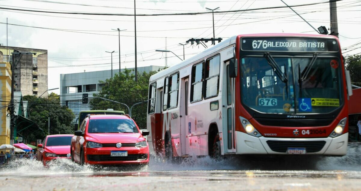 cheio, rio, negro, onibus, manaus
