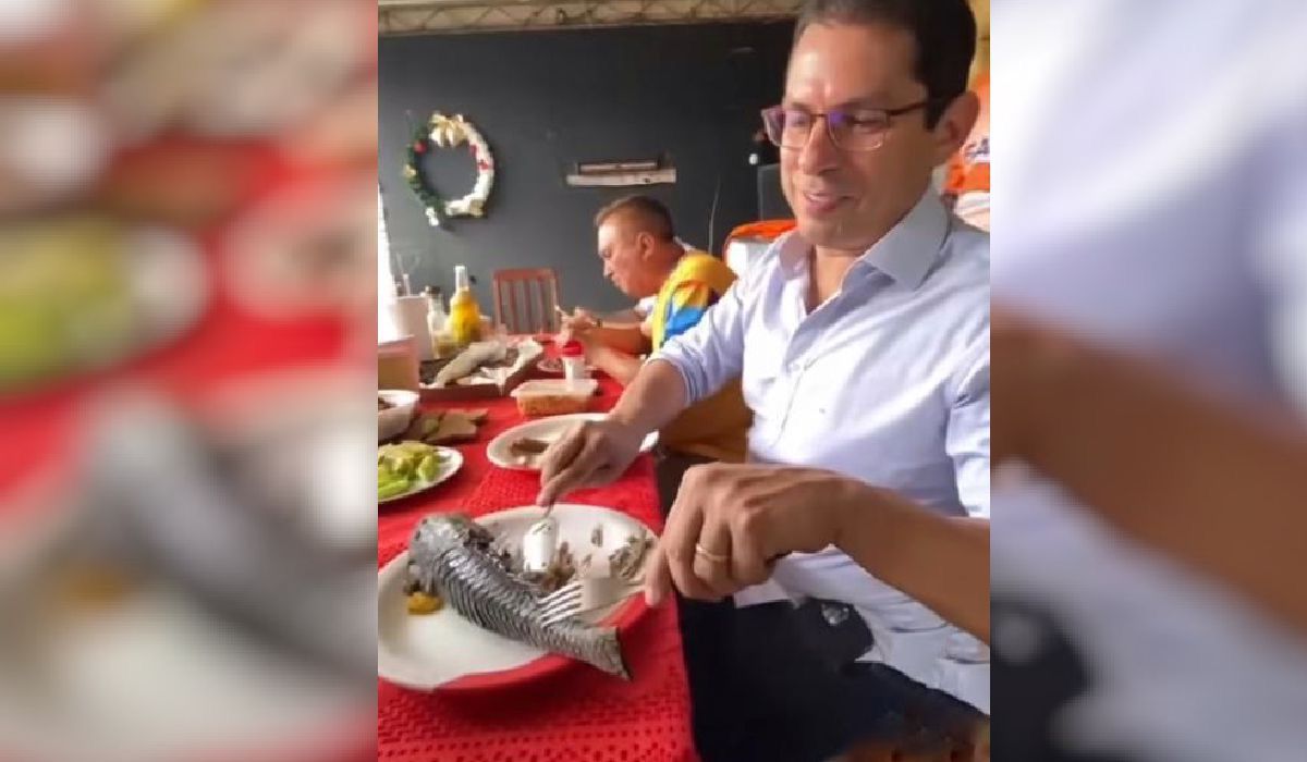Marcelo Ramos e Sabá Reis comemoram bodó e pirarucu