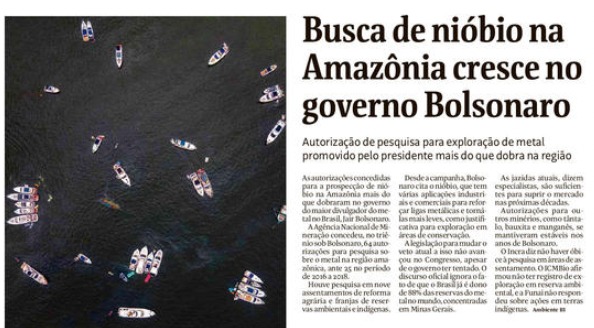 Nióbio na Amazônia Folha de S.Paulo