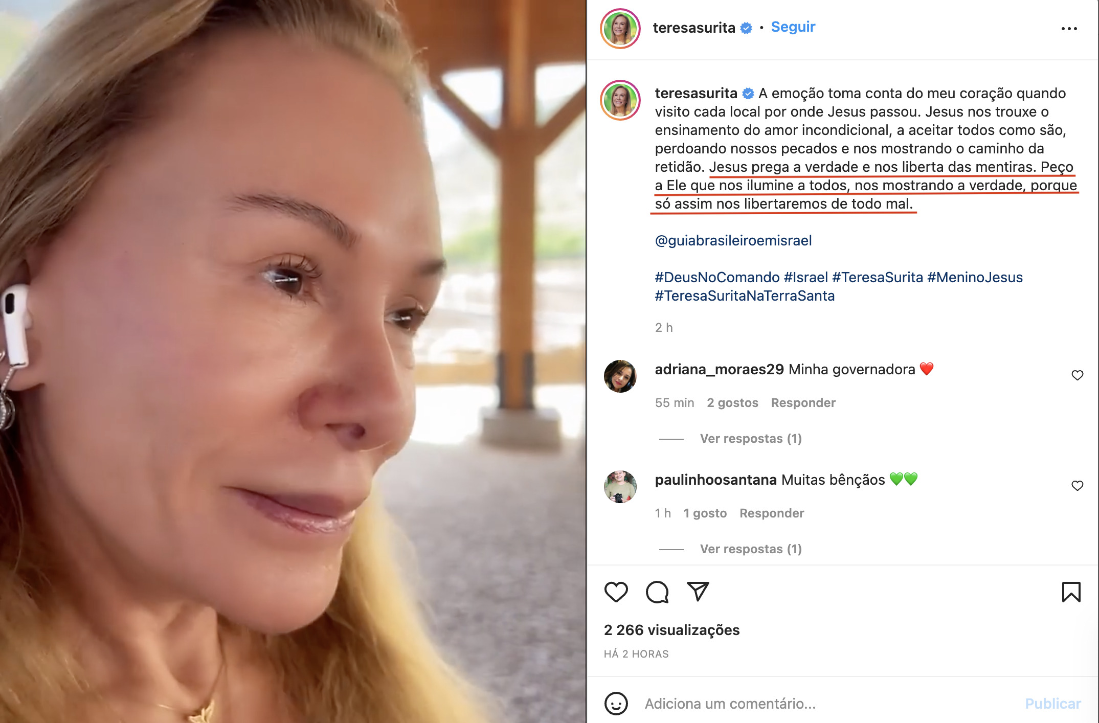Teresa Surita em viagem à Terra Santa