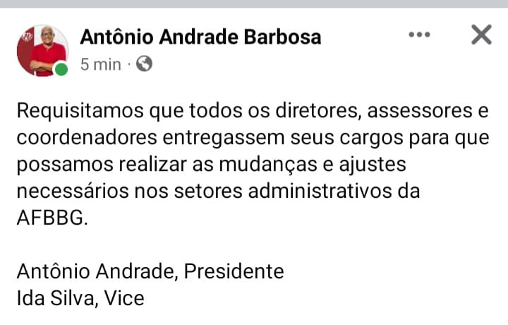 Presidente do garantido se manifesta