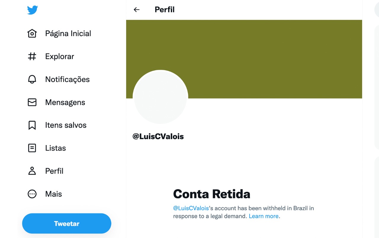 Conta retida Luis Carlos Valois