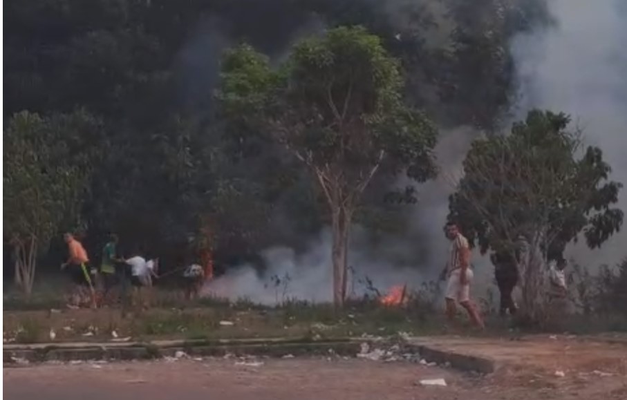 Moradores do Viver Melhor 3 apagam incêndio em área verde