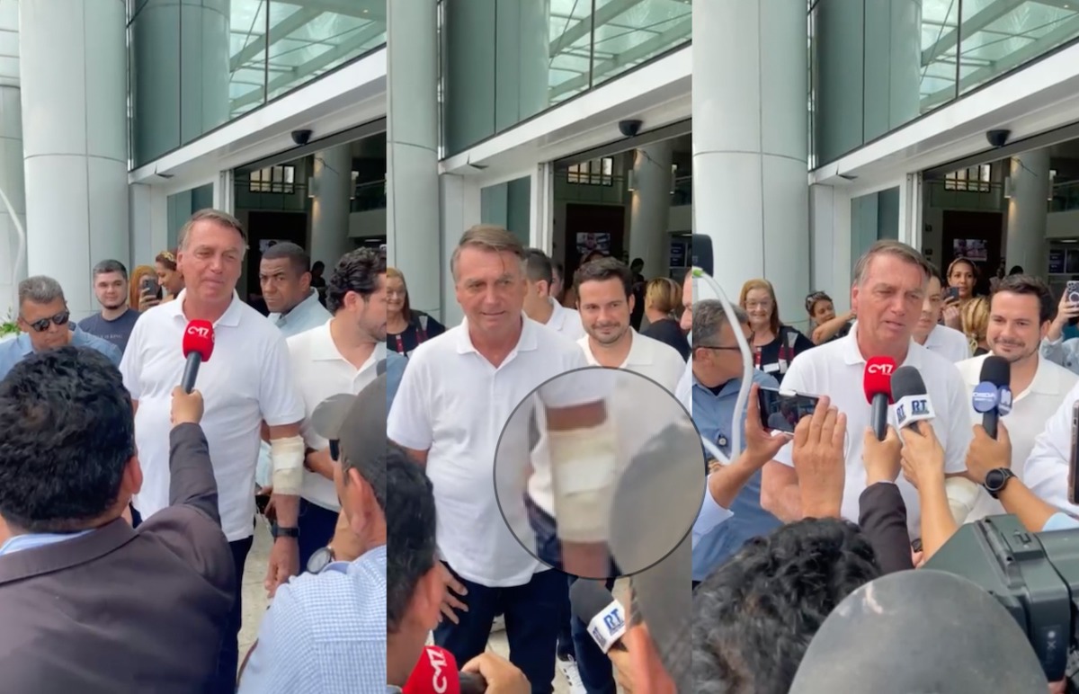 Bolsonaro saindo do hospital Santa Júlia