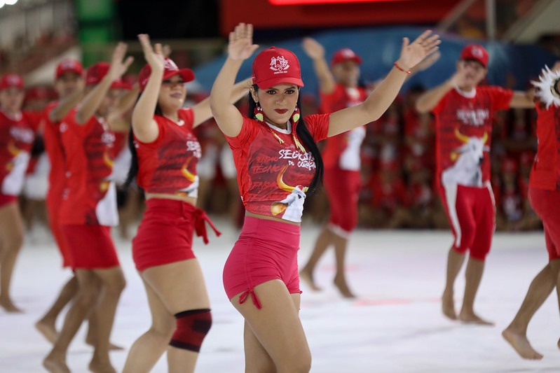 Boi Garantido realiza primeiro ensaio técnico no bumbódromo, focando na parte musical, a menos de uma semana do 57º Festival de Parintins.