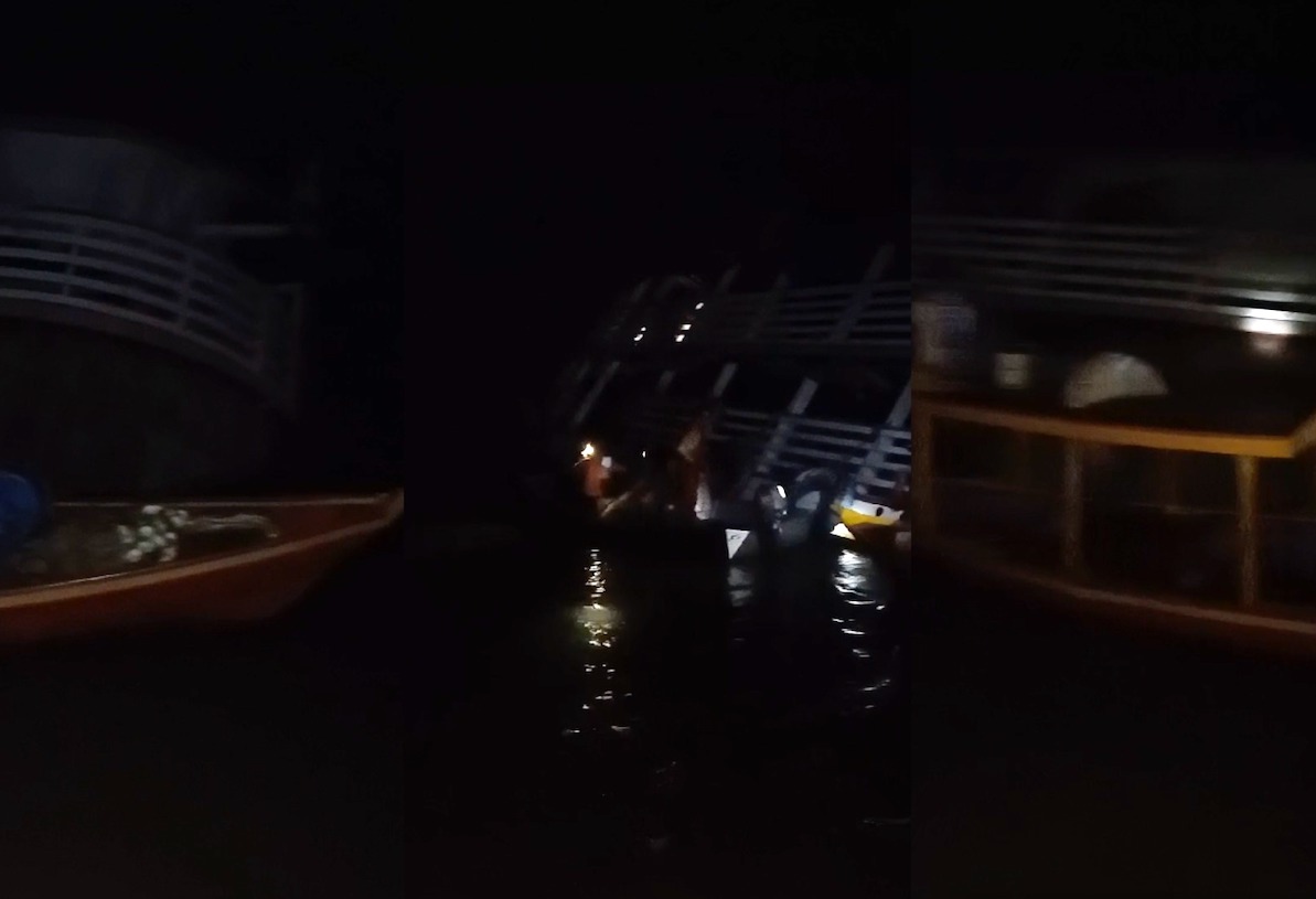 Barco bate em pedra