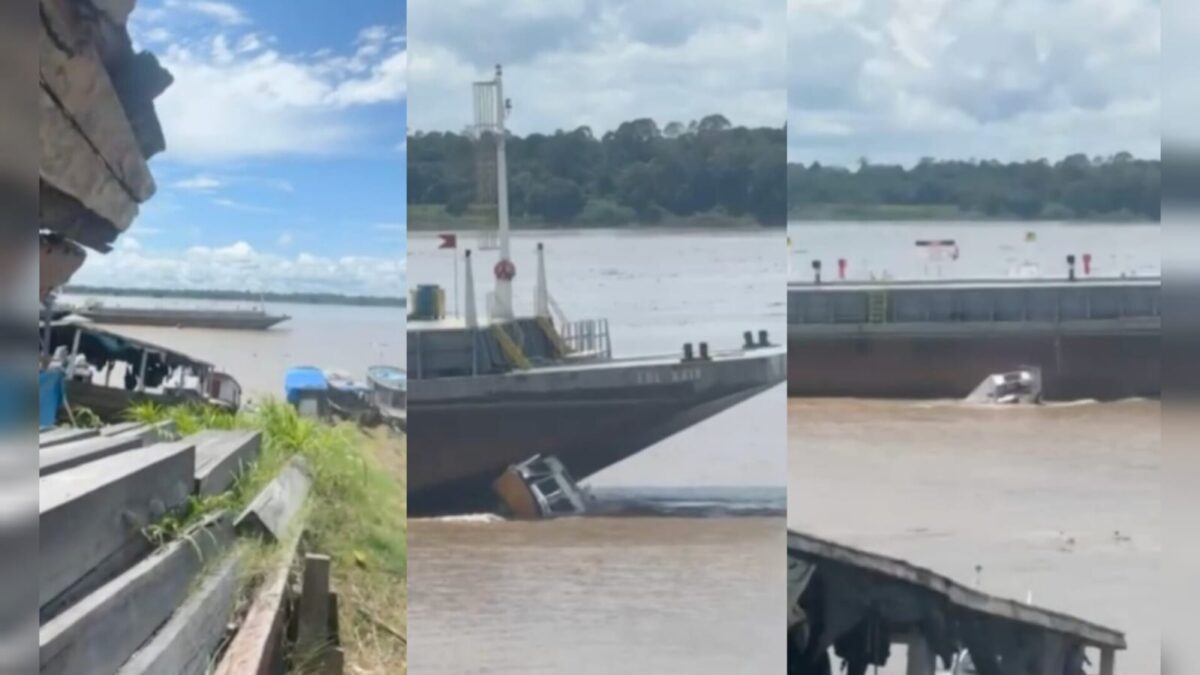 Balsa esmaga lancha no rio Solimões; passageiros se salvam