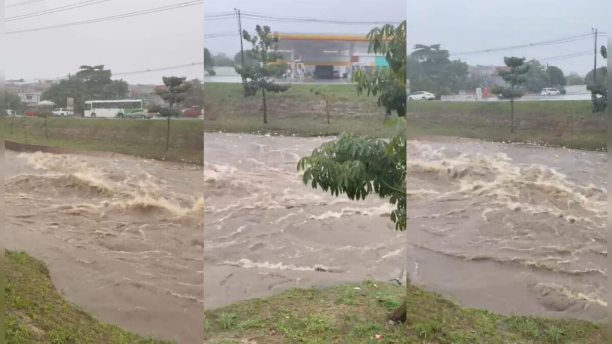 Fúria da chuva em igarapé de Manaus