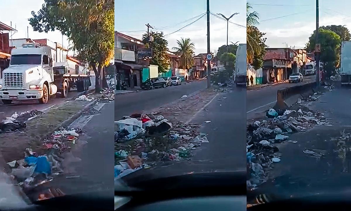 Um quilômetro de lixo em avenida de Manaus
